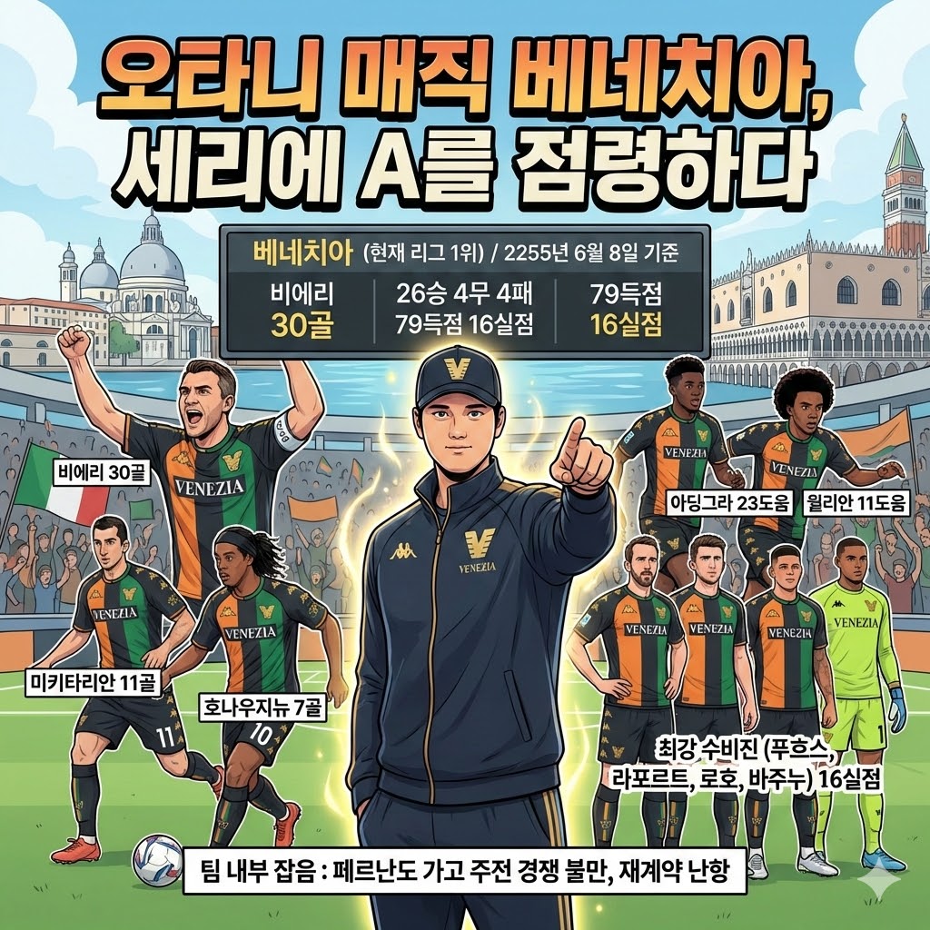 [오타니 매직] 베네치아, 세리에A 평정!